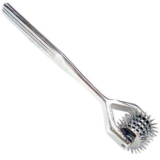 Rouge Garments stainless steel pin wheel with five rotating wheels for medical use.