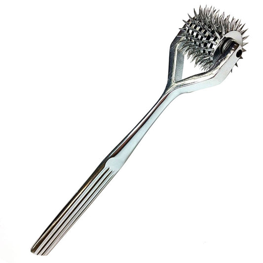 Rouge stainless steel seven-wheel pin wheel, a medical instrument with a polished finish.