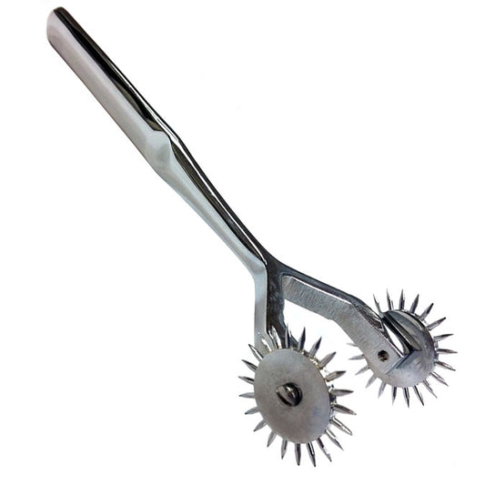 rouge stainless steel double pinwheel, a medical instrument for neurological examinations.