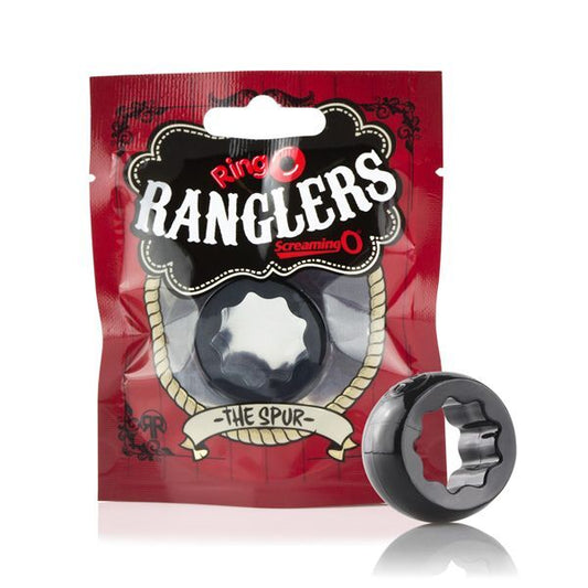 Close-up of a black, textured cock ring designed to enhance sexual pleasure, love rings.