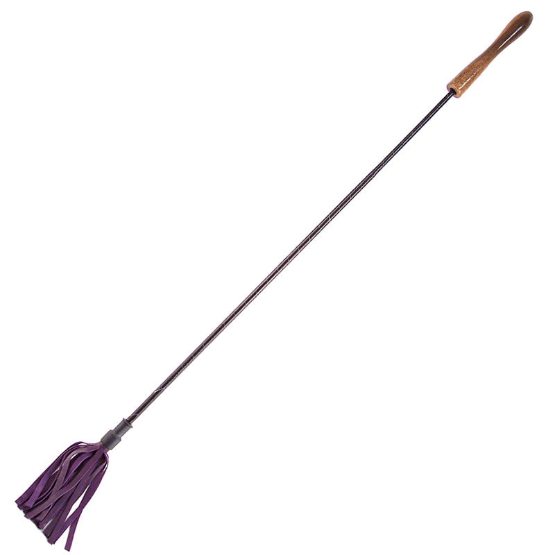 Rouge Garments purple riding crop with a smooth wooden handle, part of our whips range.