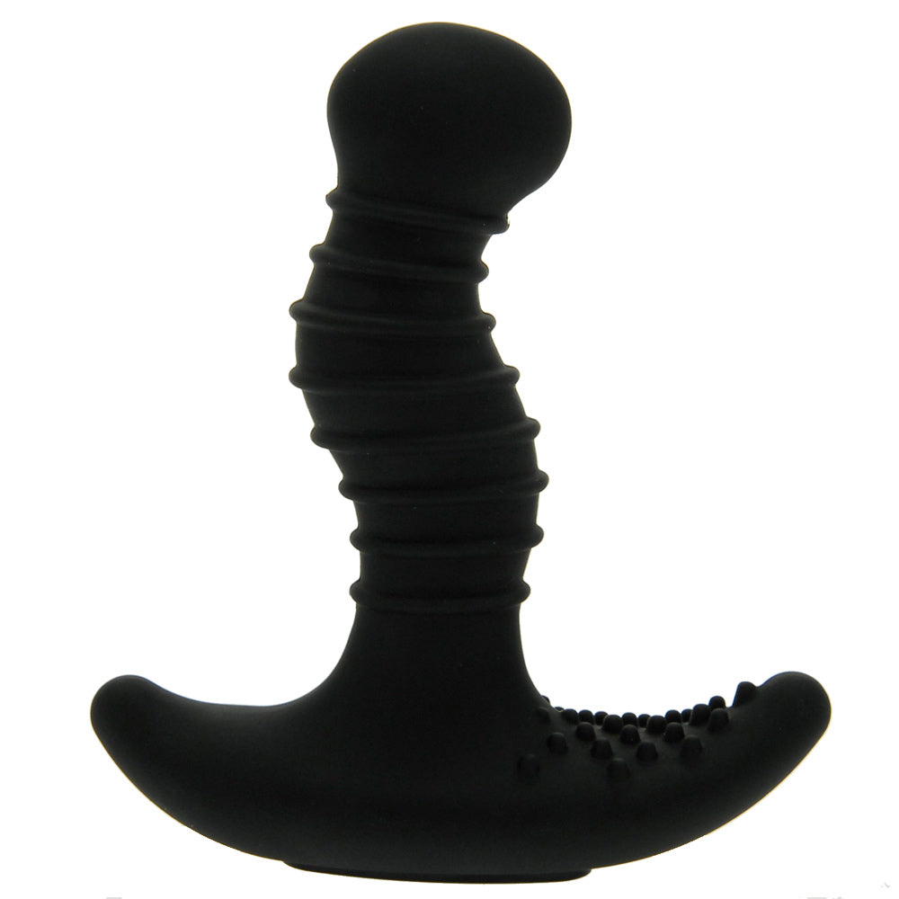 Black Nexus Ridge Rider prostate massager showing its curved shape and textured finish.