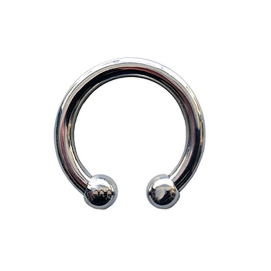 Stainless steel horseshoe cock ring in rouge finish, 30mm, for bondage play.