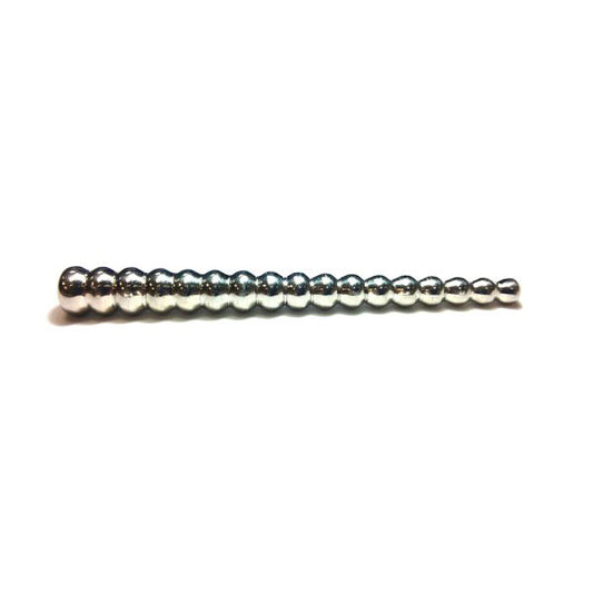 Rouge Garments stainless steel urethral sound with beaded detailing for medical applications.