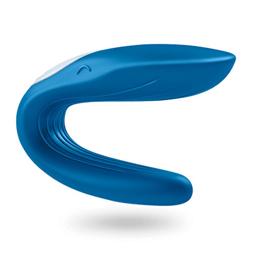 Satisfyer Partner Whale couples vibrator, a playful blue and white whale-shaped pleasure toy.
