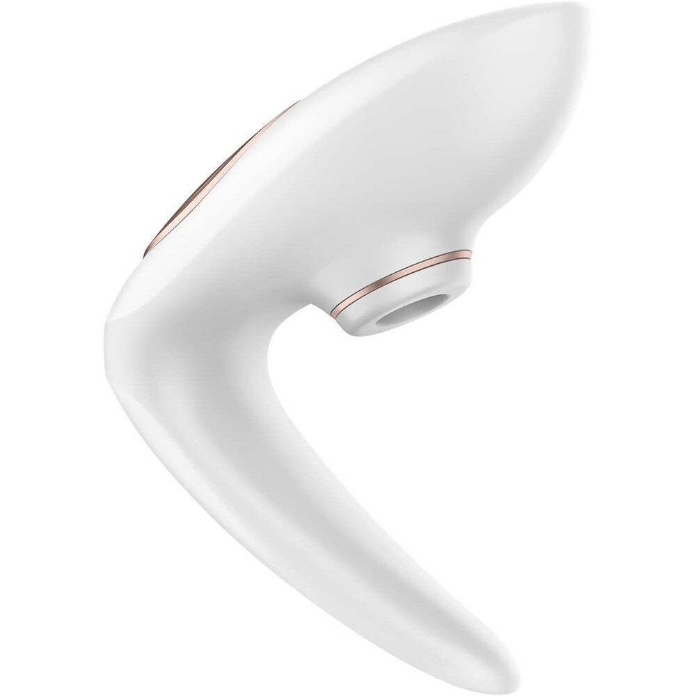 A sleek black couples' vibrator from Satisfyer Pro with dual stimulation points for shared pleasure.