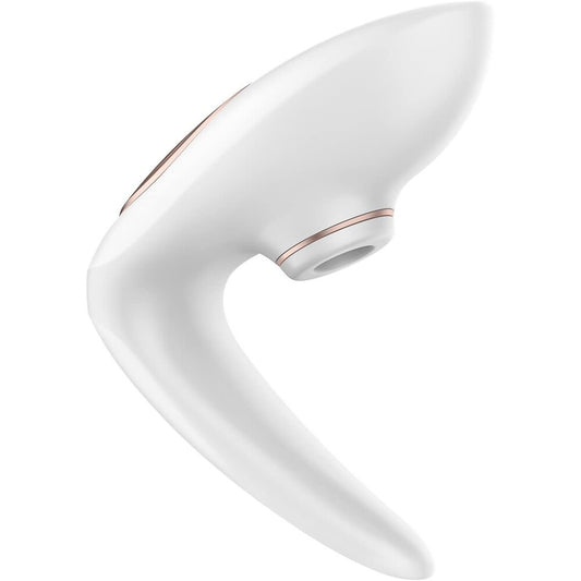 A sleek black couples' vibrator from Satisfyer Pro with dual stimulation points for shared pleasure.