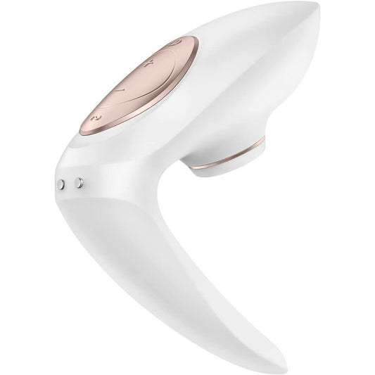 Satisfyer Pro 4 Couples vibrator for shared pleasure, featuring sleek grey design and ergonomic shape.