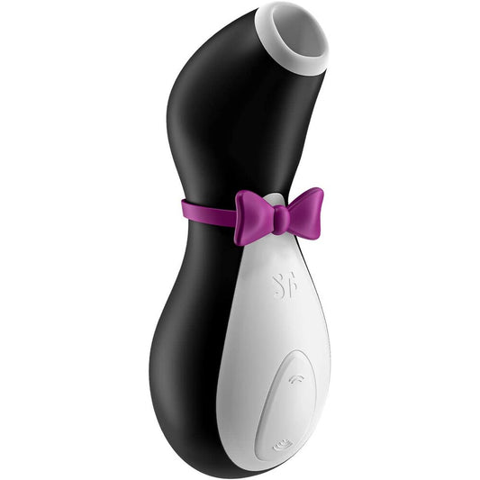 Satisfyer Pro Penguin: a grey and white clitoral air pulse massager, velvety smooth finish.