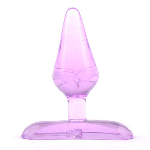Small purple butt plug from various toy brands, smooth finish, for anal play