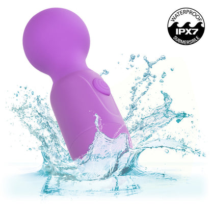 California Exotic first time rechargeable mini massager, purple silicone with ergonomic handle design.
