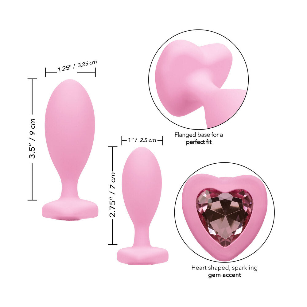 California Exotic first time crystal booty duo butt plugs, jewel-toned for anal play.