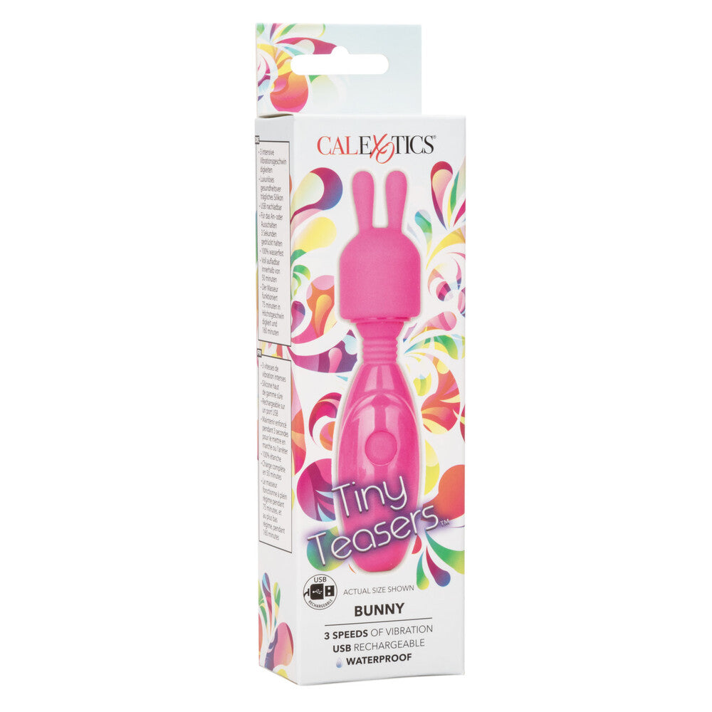 Rechargeable bunny vibrator from California Exotic, in a delightful pastel pink shade.