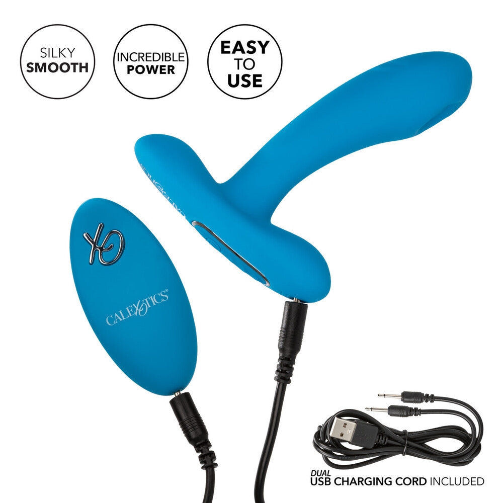 remote controlled G-spot vibrator with pulsing action, made by california exotic, purple silicone.