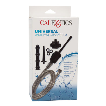california exotic universal water works system douche for personal hygiene, clear plastic components.