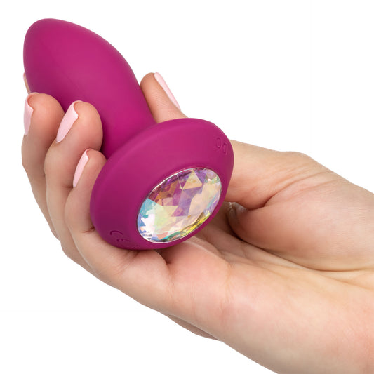 petite vibrating butt plug with crystal probe from california exotic, gemstone finish