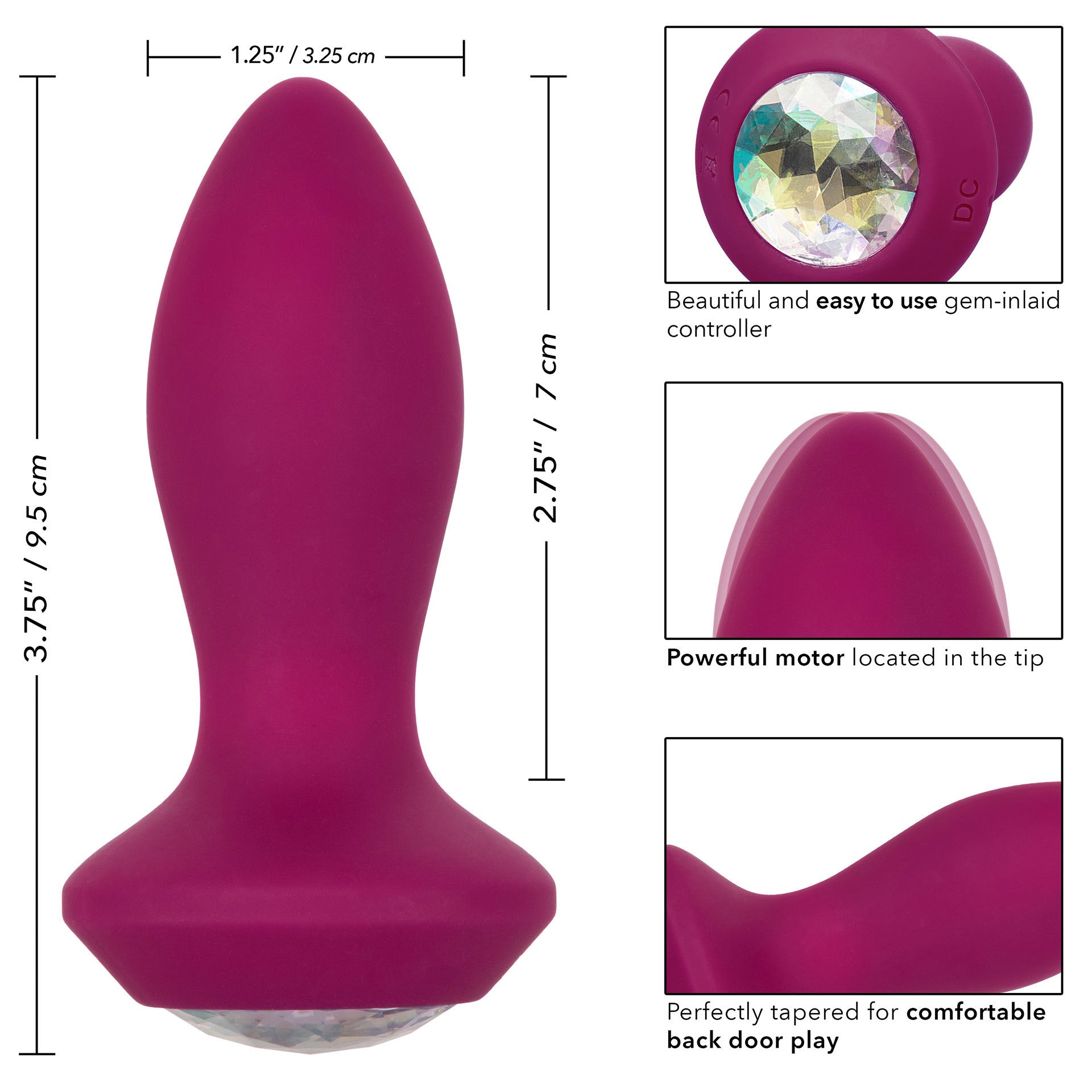 Petite vibrating butt plug in a crystal-like finish from California Exotic, a delightful sex toy.