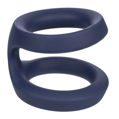 Black and silver dual silicone love ring for enhanced pleasure, a California Exotic product.