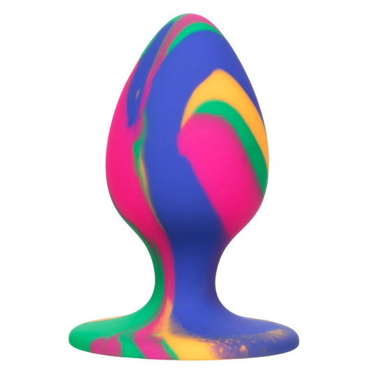 Tie dye butt plug in groovy colours from california exotic, medium size