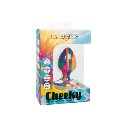Cheeky medium-sized swirl tie-dye butt plug, smooth finish, for anal play from Toy Joy.