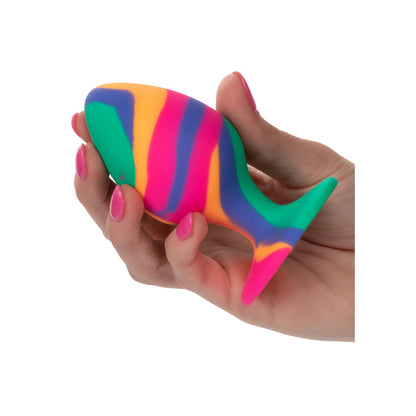 Large, tie-dye patterned butt plug from California Exotic, a cheeky addition to your play.