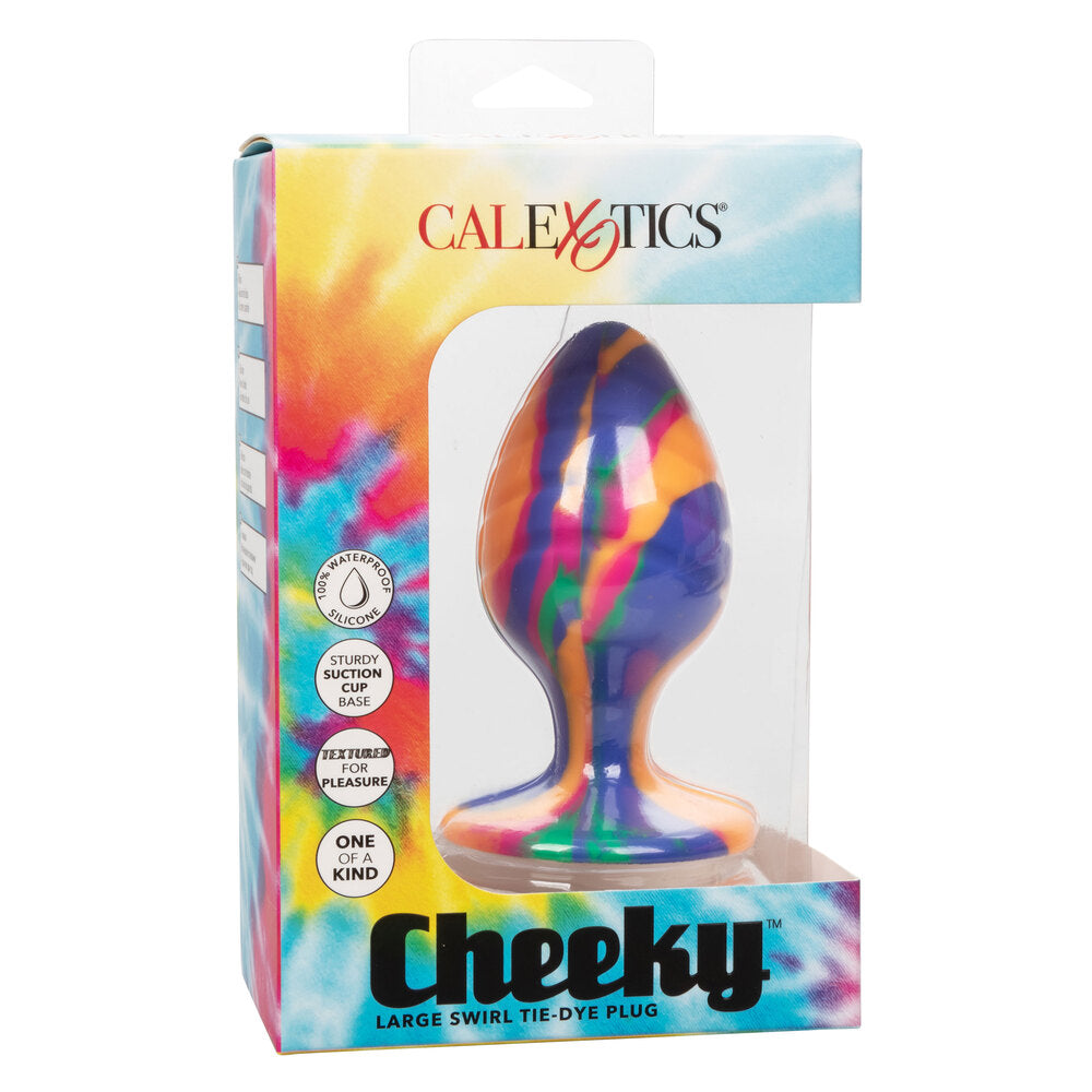 Large swirl tie dye butt plug in vibrant colours from Toy Joy Sex Toys.