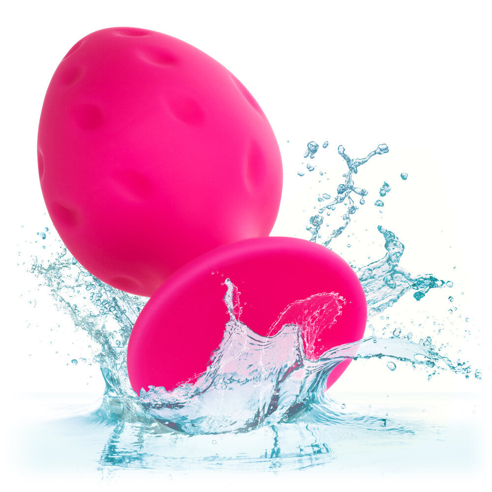A pink cheeky butt plug duo from California Exotic, silicone with smooth finish.