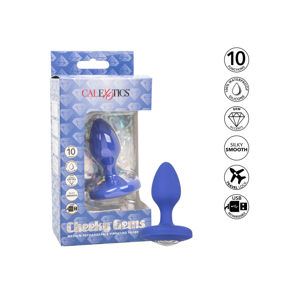 A medium sized, jewel-encrusted butt plug with a sleek and shimmering finish, in a jewel butt plugs style.