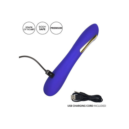 petite wand massager for intimate electro sex stimulation, metallic finish, shown close-up