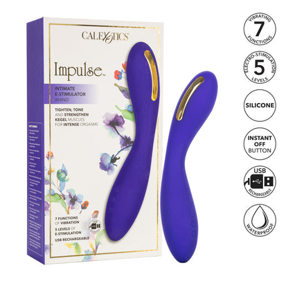 Purple intimate estim wand massager with silver accents, designed for electro sex stimulation.