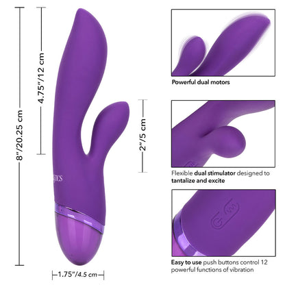 California Exotic Aura Dual Lover: a rechargeable vibrator with clitoral stimulator for intimate pleasure.