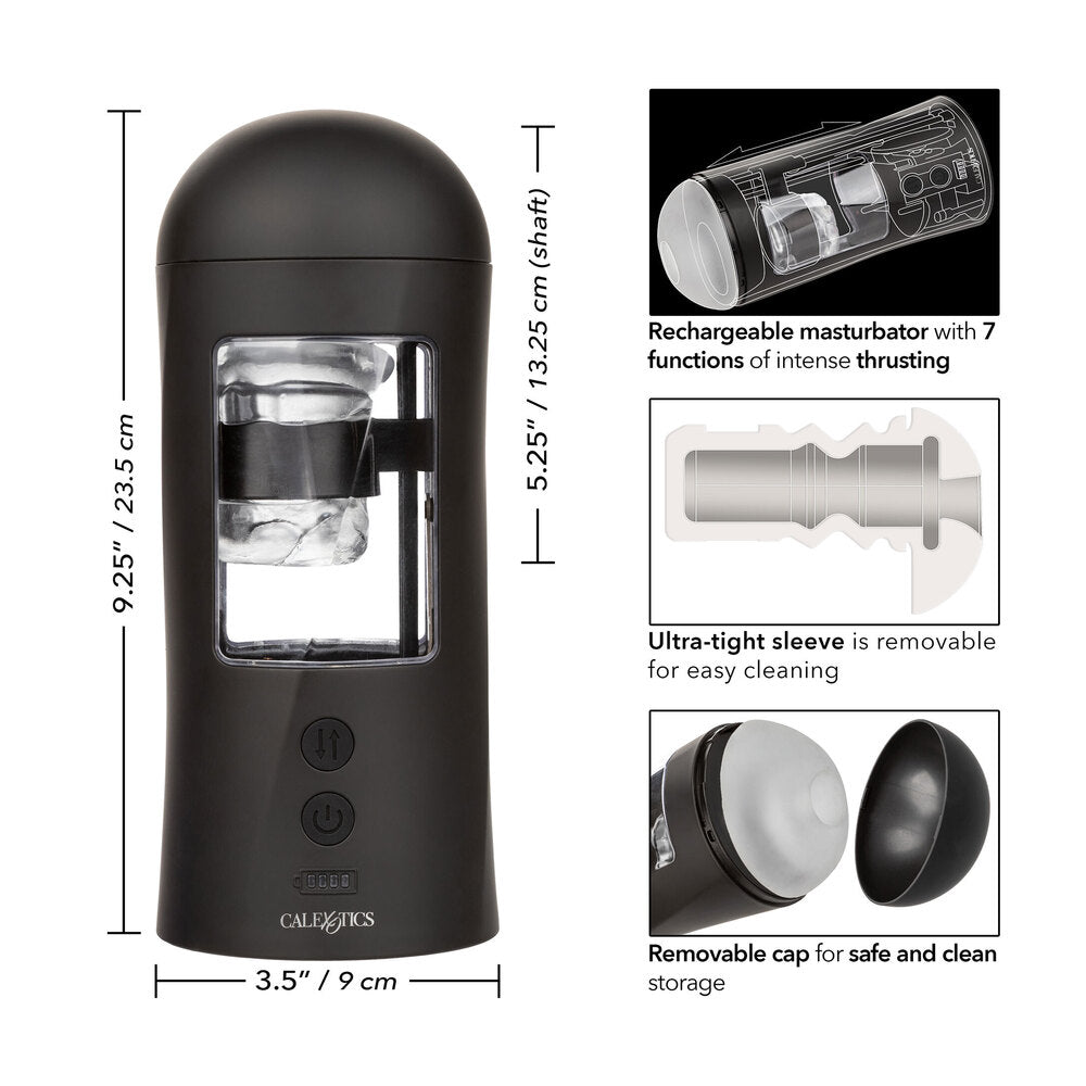California Exotic vibrating masturbator, stroker with a textured sleeve for men's pleasure.