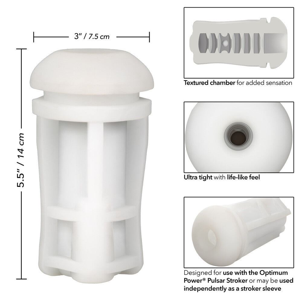 California Exotic Pulsar Stroker replacement sleeve, textured pink material for male masturbation.