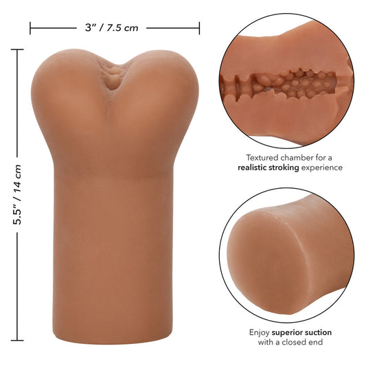 The 'cheap thrills mechanic' masturbator, a tight fitting love ring vibrator with a textured finish.