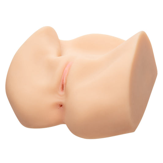 Life-sized pussy masturbator in flesh pink colour, realistic texture for solo pleasure.