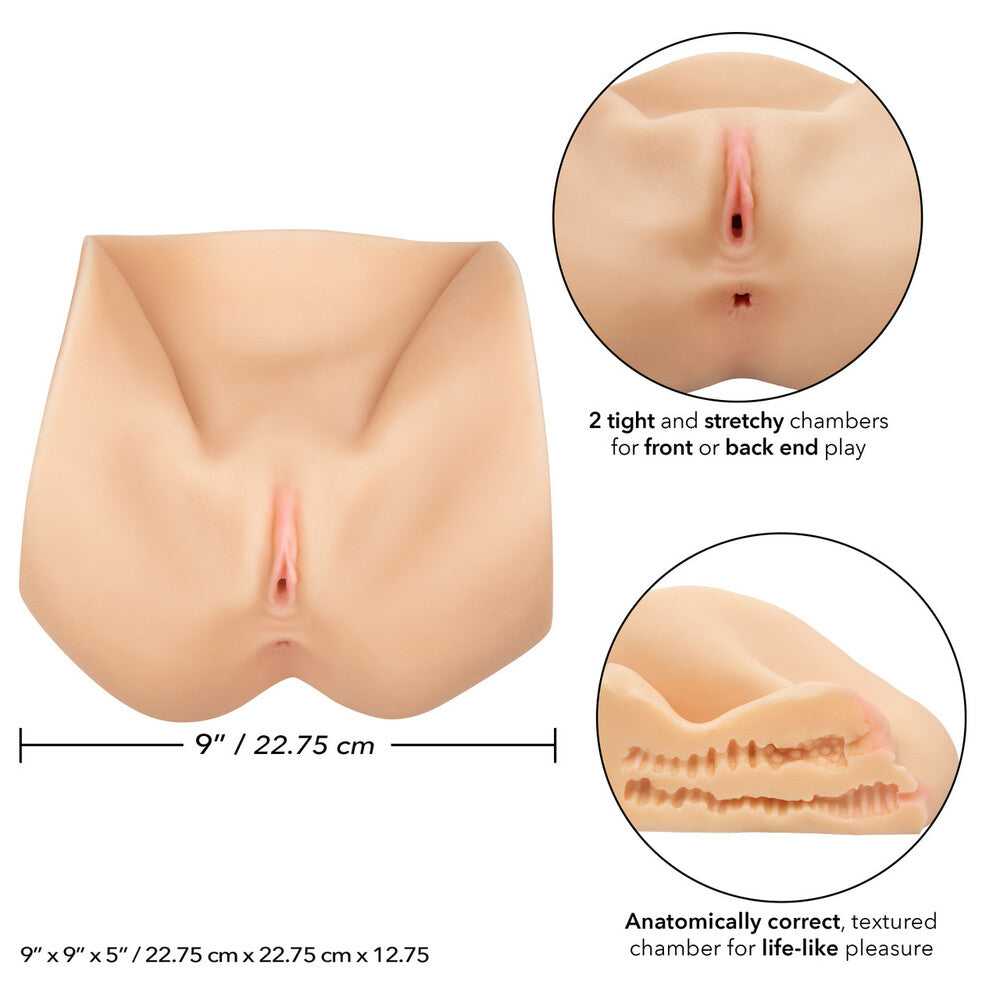 Life-size pussy masturbator in flesh pink, realistic texture for solo pleasure, realistic sex toy.