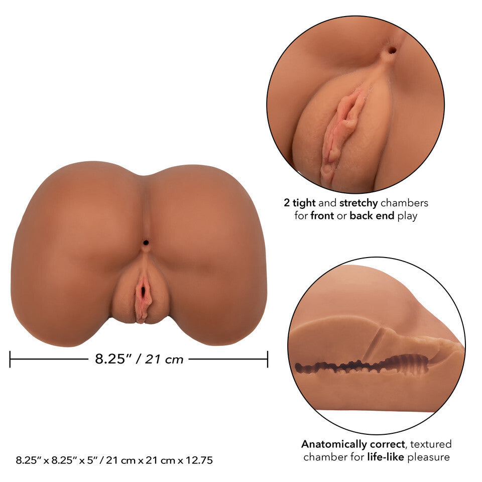 Life-size flesh-toned artificial bottom, made of soft material, for realistic male pleasure.