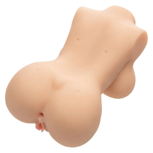 Flesh pink, ribbed masturbator from California Exotic, designed for intense sensations and pleasure.