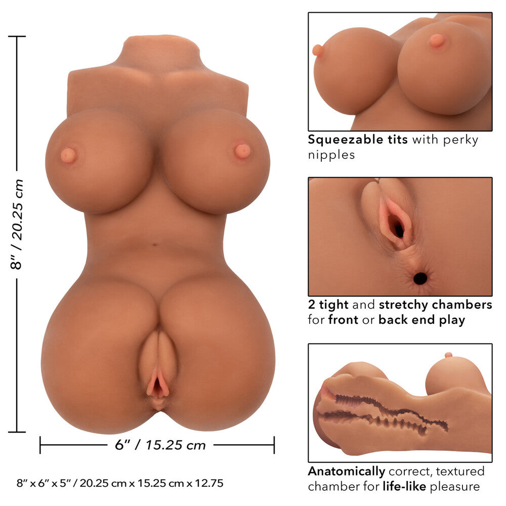 California Exotic Stroke It Body Banger in flesh brown, a textured masturbator for thrilling pleasure.