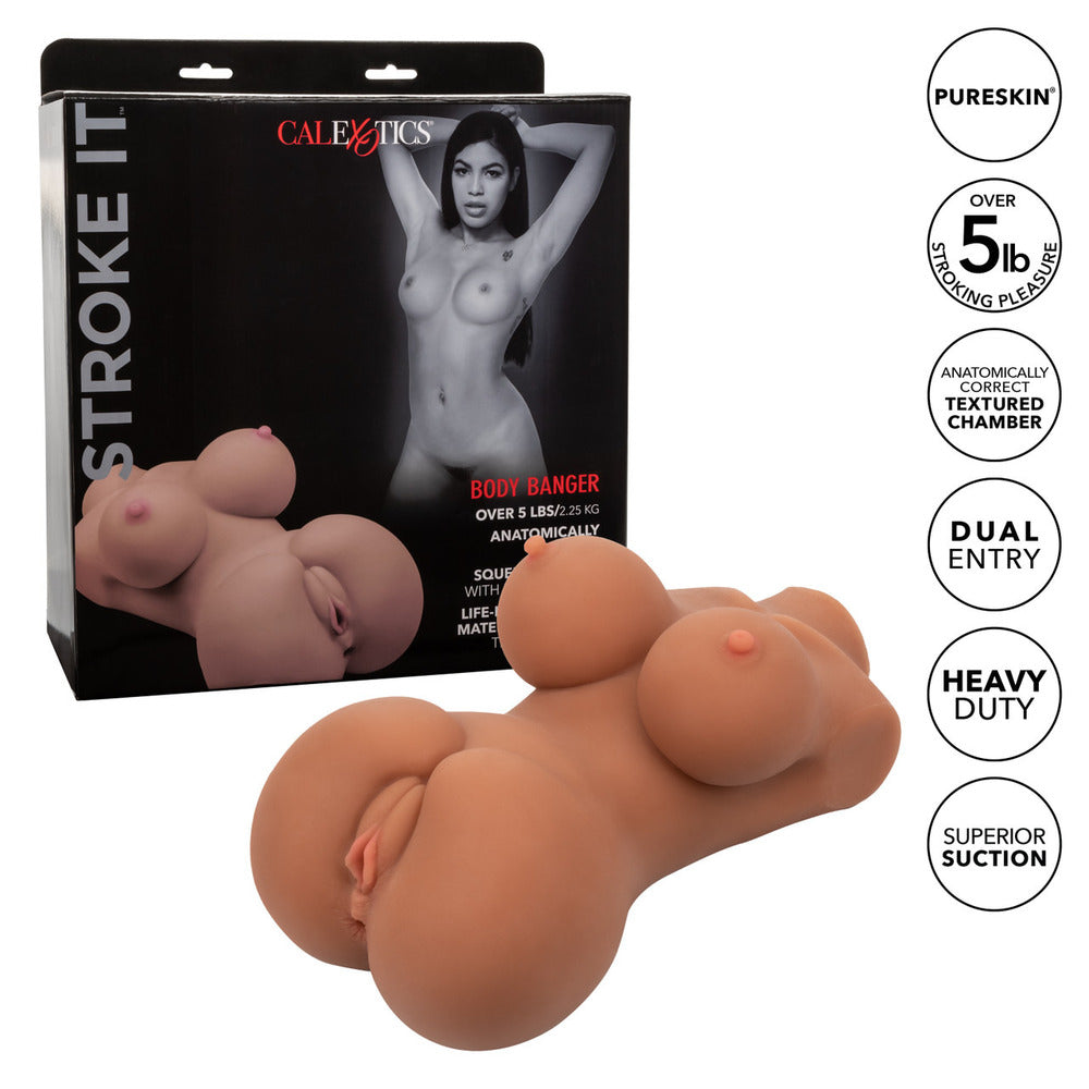 Flesh-toned body banger masturbator by california exotic, designed for stroking pleasure, in a skin tone.