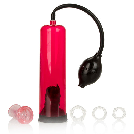 California Exotic Nick Masturstroke Kit: a clear, ribbed penis enhancer sleeve for pleasure.