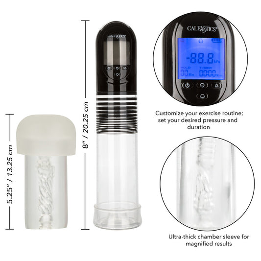 California Exotic Optimum Series smart pump for penis enlargement, showcasing advanced automatic function.