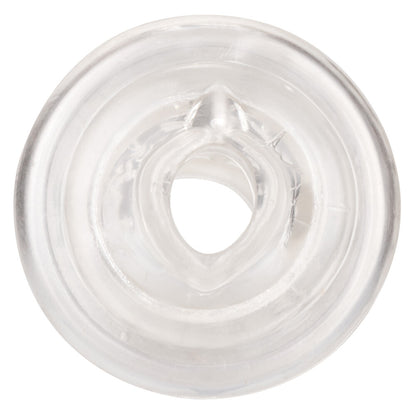 California Exotic stroker sleeve in pink, designed for use with a stroker pump.