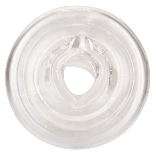 California Exotic stroker sleeve in pink, designed for use with a stroker pump.
