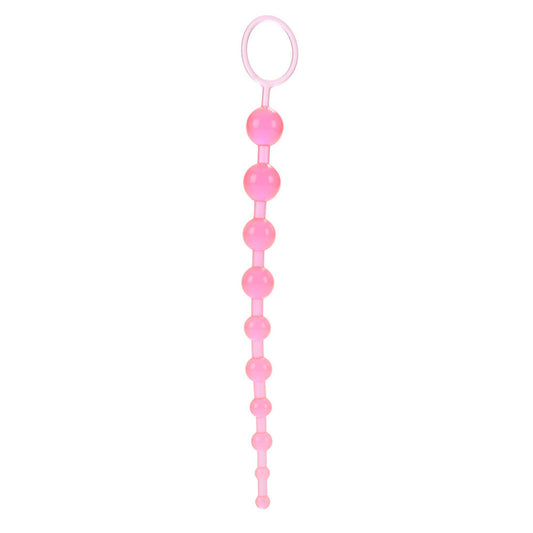 Graduated set of ten smooth, colourful anal beads from California Exotic
