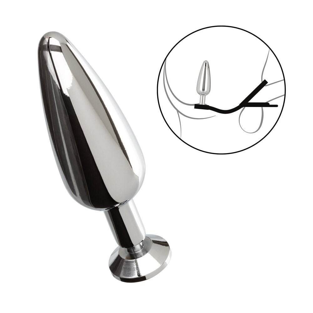 Slim black butt plug and cockring combo for enhanced pleasure, made by california exotic.