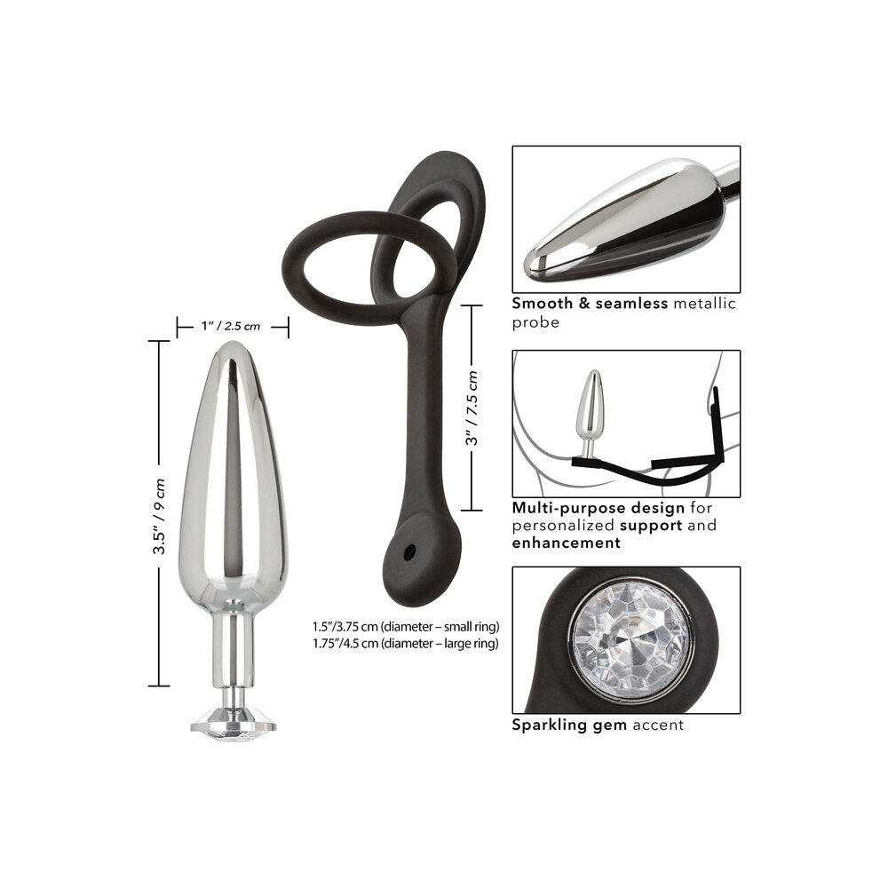 Slim black butt plug and cock ring set, a playful accessory for intimate exploration.