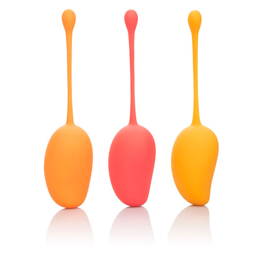 Mango-coloured kegel exercise set for pelvic floor training, made by California Exotic.