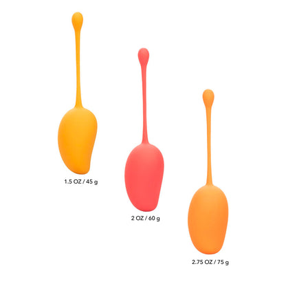 Mango-coloured kegel exercise set for pelvic floor training by California Exotic.