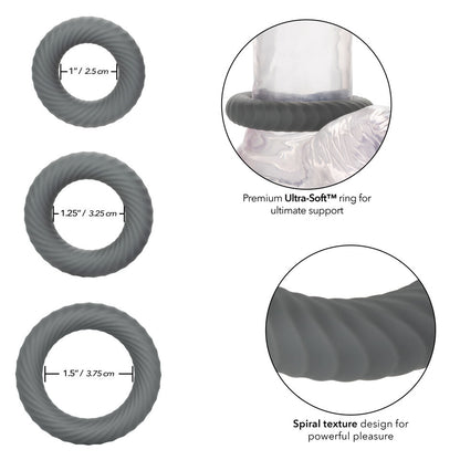 A set of ultra-soft love rings in varying sizes from california exotic.
